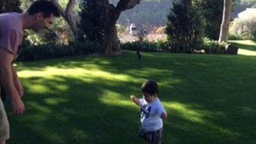 Lionel Messi, con su hijo Thiago.