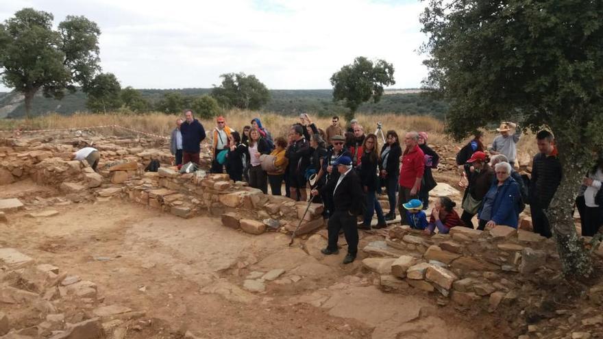 Los visitantes asisten a la zona de excavación