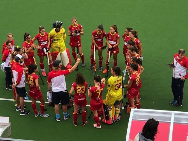 La selección Española de hockey hierba durante el Eurohockey 2019 disputado en Amberes, Bélgica.