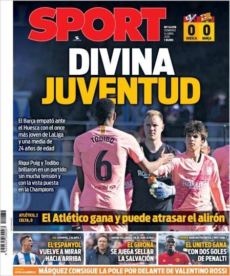 Portada SPORT domingo 14 de abril de 2019