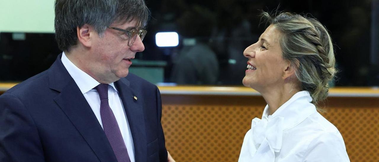 Carles Puigdemont y Yolanda Díaz, durante su encuentro en Bruselas