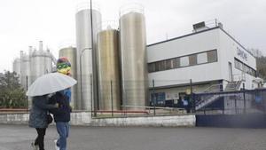 La planta de Danone en Salas. Fábrica Danone en Salas (Asturias).