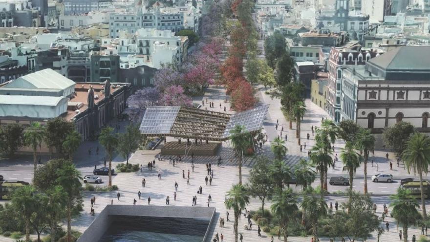 Vista de la Autovía del Guiniguada entre Triana y Vegueta en una foto de archivo. |