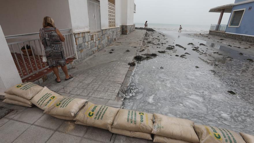 Ochenta servicios de la Policía por la Dana en Elche: playas destrozadas, desalojos, contenedores, vallas, palmeras y postes caídos...