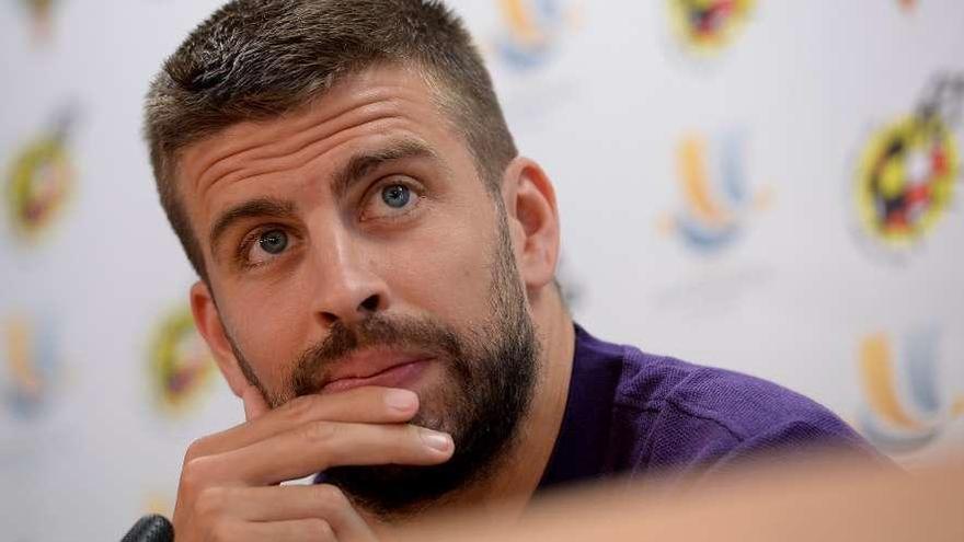 Gerard Piqué, durante la rueda de prensa de ayer.