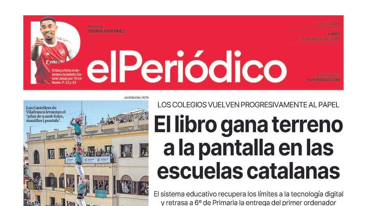 La portada de EL PERIÓDICO del 31 de agosto de 2026