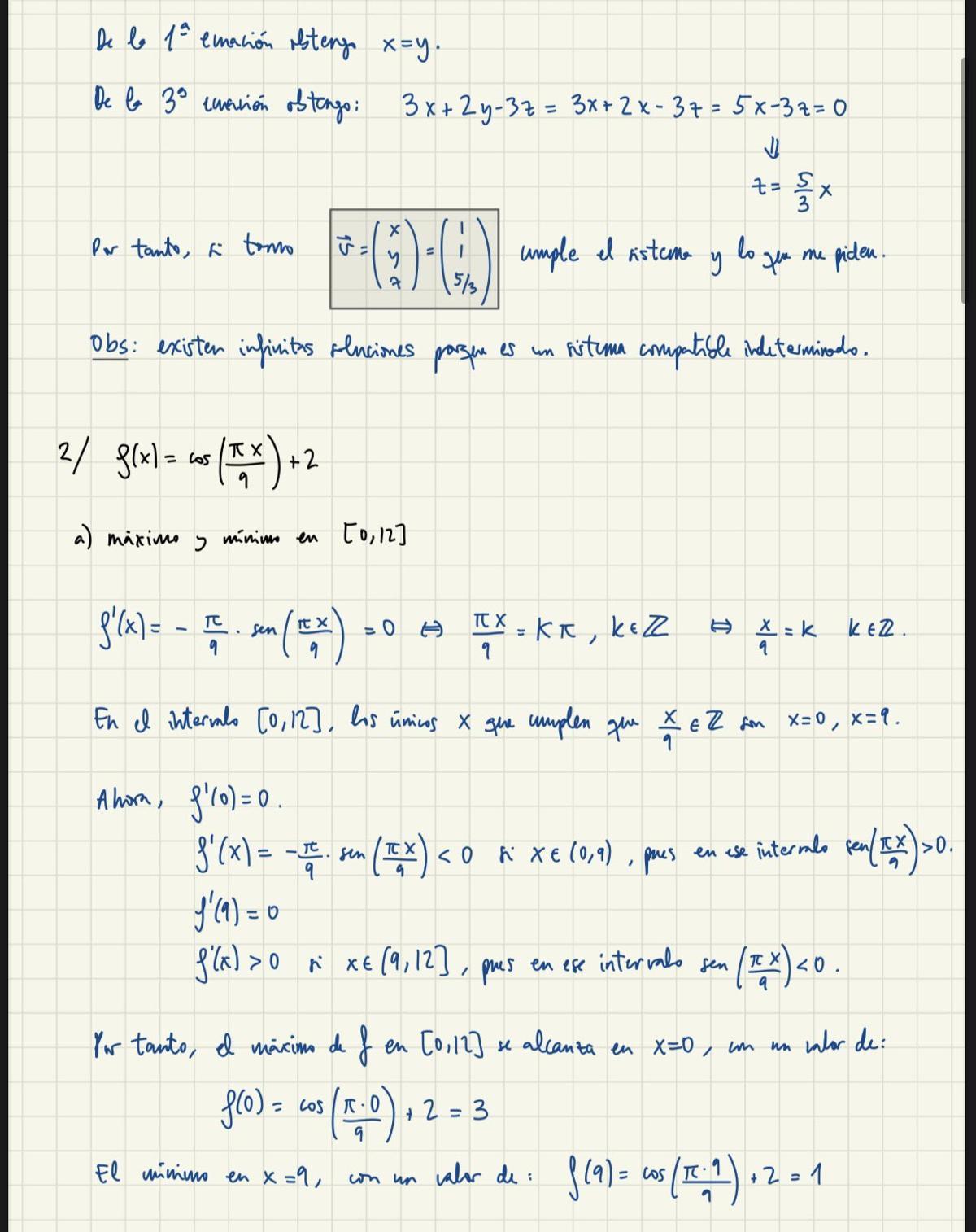 Ejercicio resuelto de la PAU de Matemáticas II en Madrid