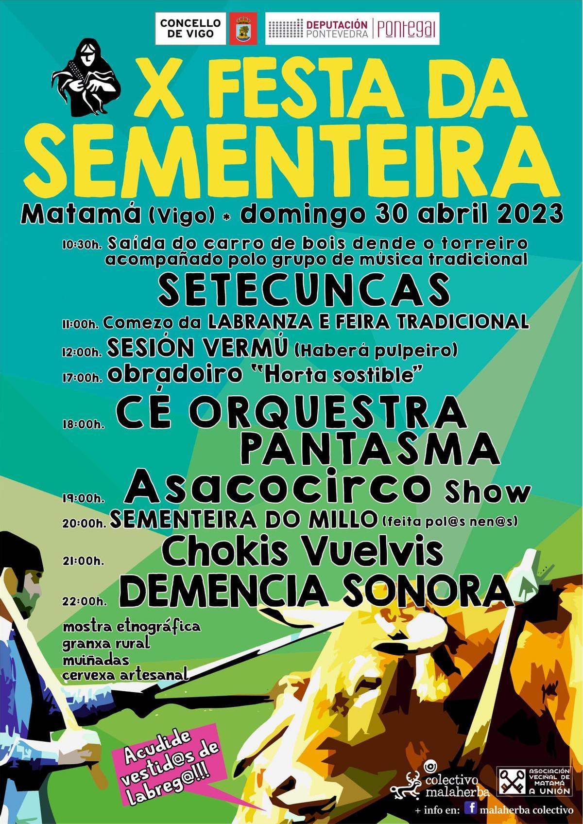Cartel de la décima edición de la Festa da Sementeira de Matamá.
