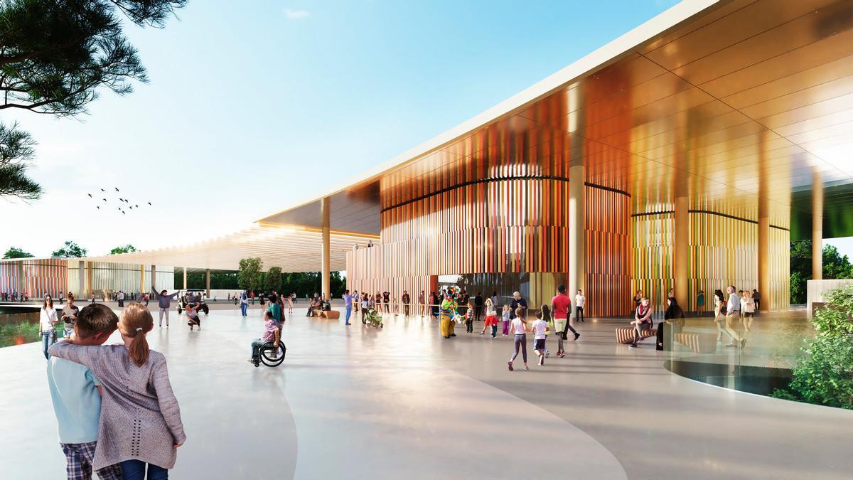 Recreación del futuro recinto de la Expo 2027 en Málaga.