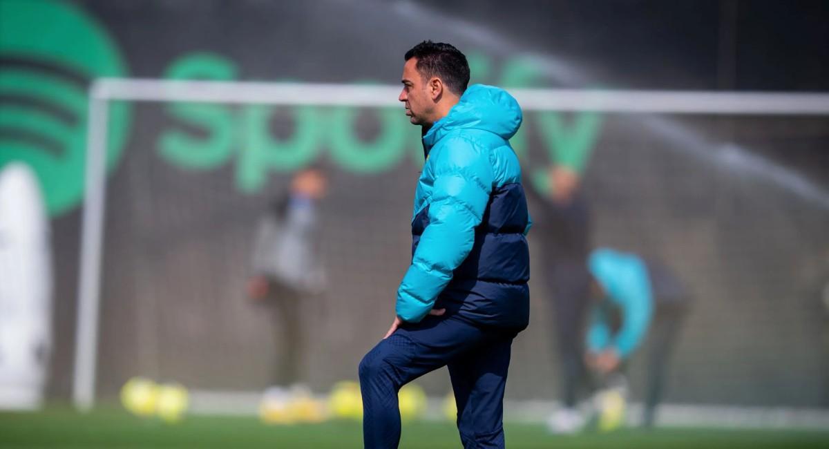 Xavi, en un entrenamiento del Barça en la ciudad deportiva de Sant Joan Despí previo al duelo con el Elche.