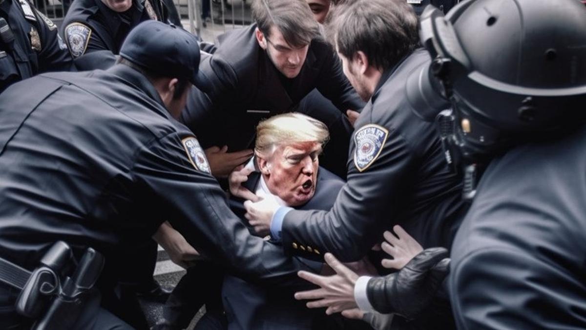 Arrestan a Donald Trump en una foto creada con inteligencia artificial.