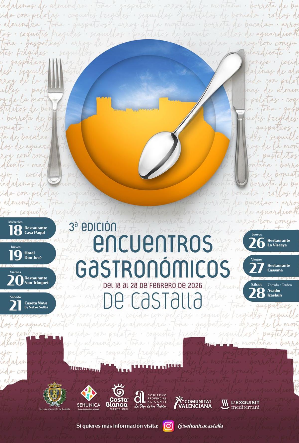 La Concejalía de Comercio del Ayuntamiento de Castalla junto con la Asociación de Hosteleros Sehunica, han anunciado la celebración de la III edición de los Encuentros Gastronómicos de Castalla.