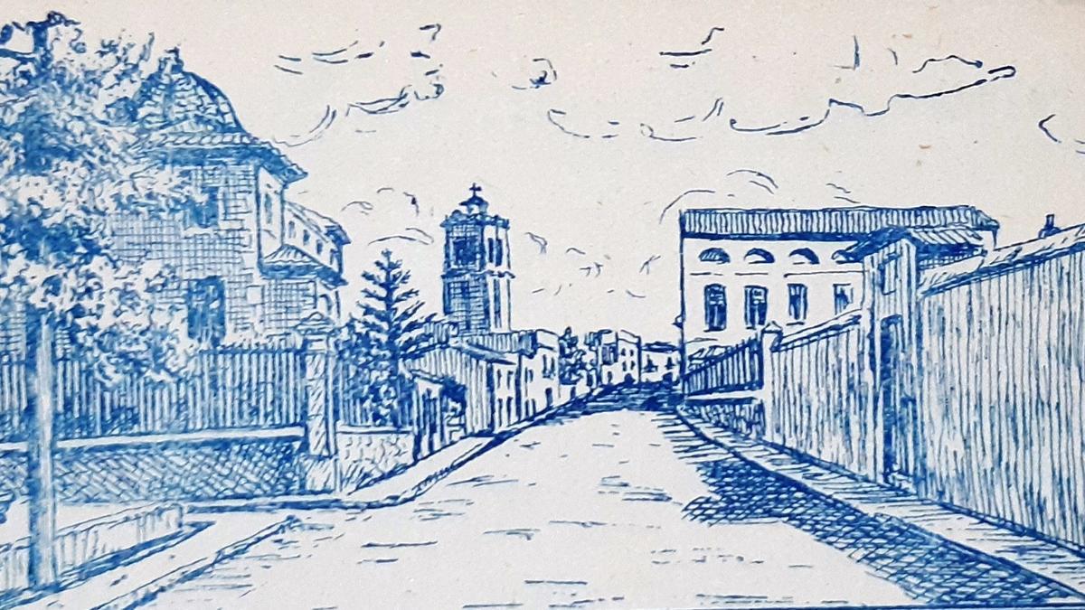 Un dibujo de la calle del Hospital de Orihuela. | FERNANDO FENOLL