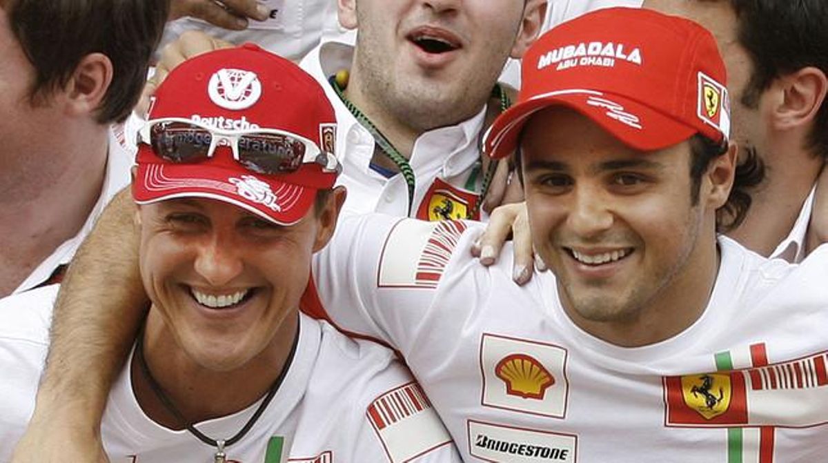 Michael Schumacher i Felipe Massa, al circuit de Montmeló, el maig del 2007.