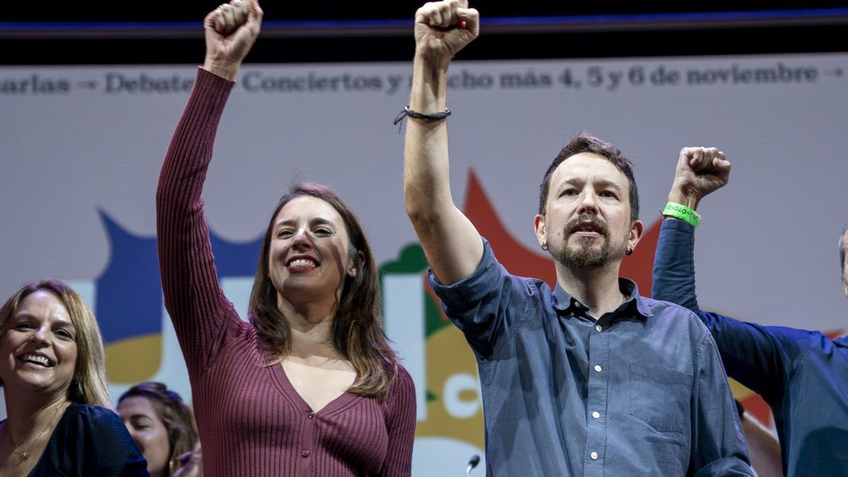 Pablo Iglesias e Irene Montero, en un acto de Podemos