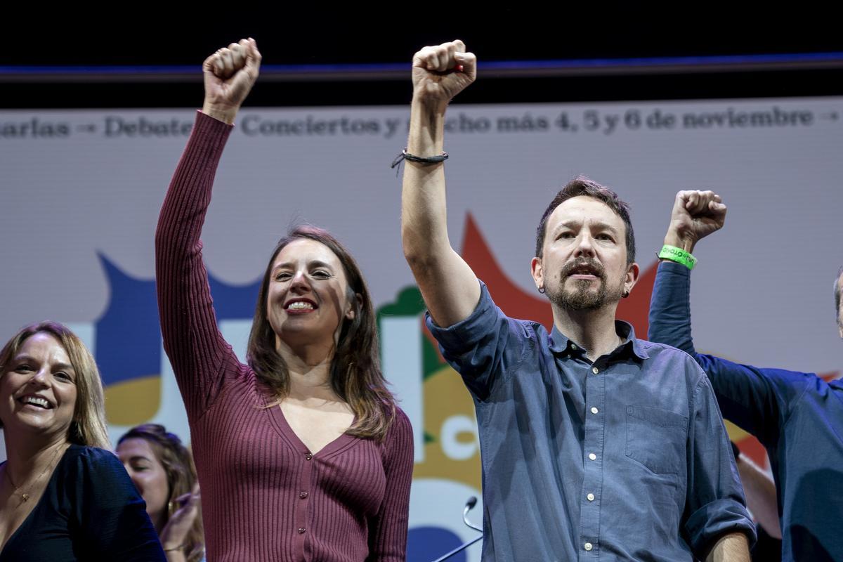 Pablo Iglesias e Irene Montero, en un acto de Podemos.