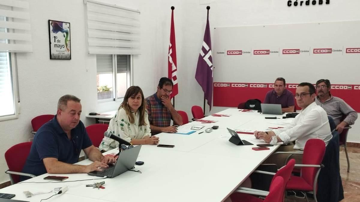 Participantes en la reunión de CCOO con el sector del aceite en Córdoba.