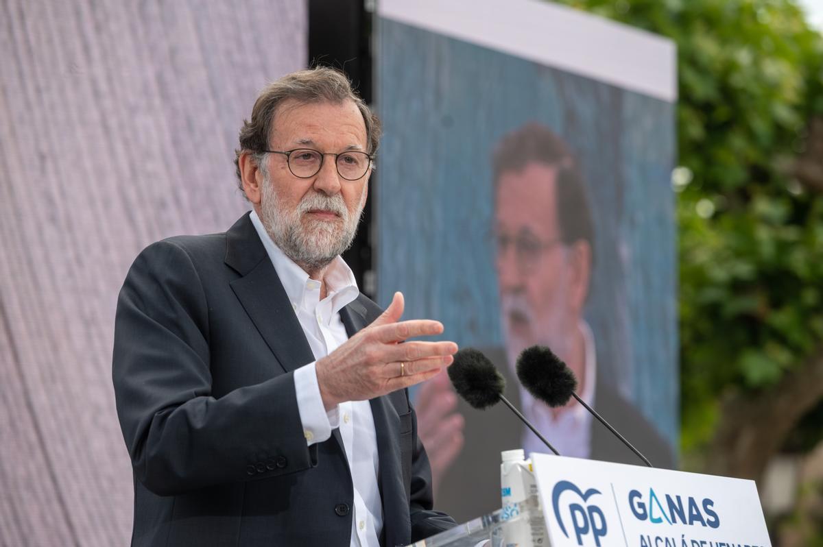 Rajoy en un mitín en Alcalá de Henares este sábado.