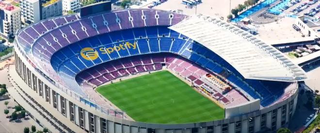 Así aparecerá el logo de Spotify en la grada del Camp Nou