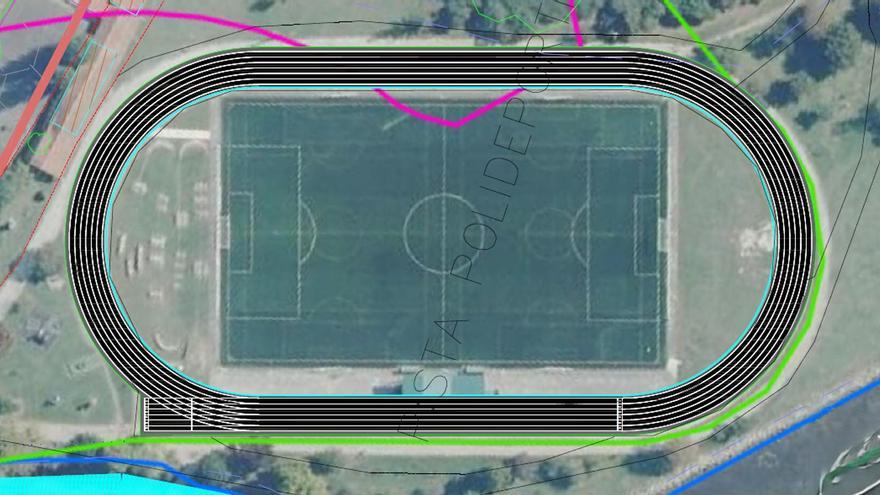  obras de su pista de atletismo de seis calles