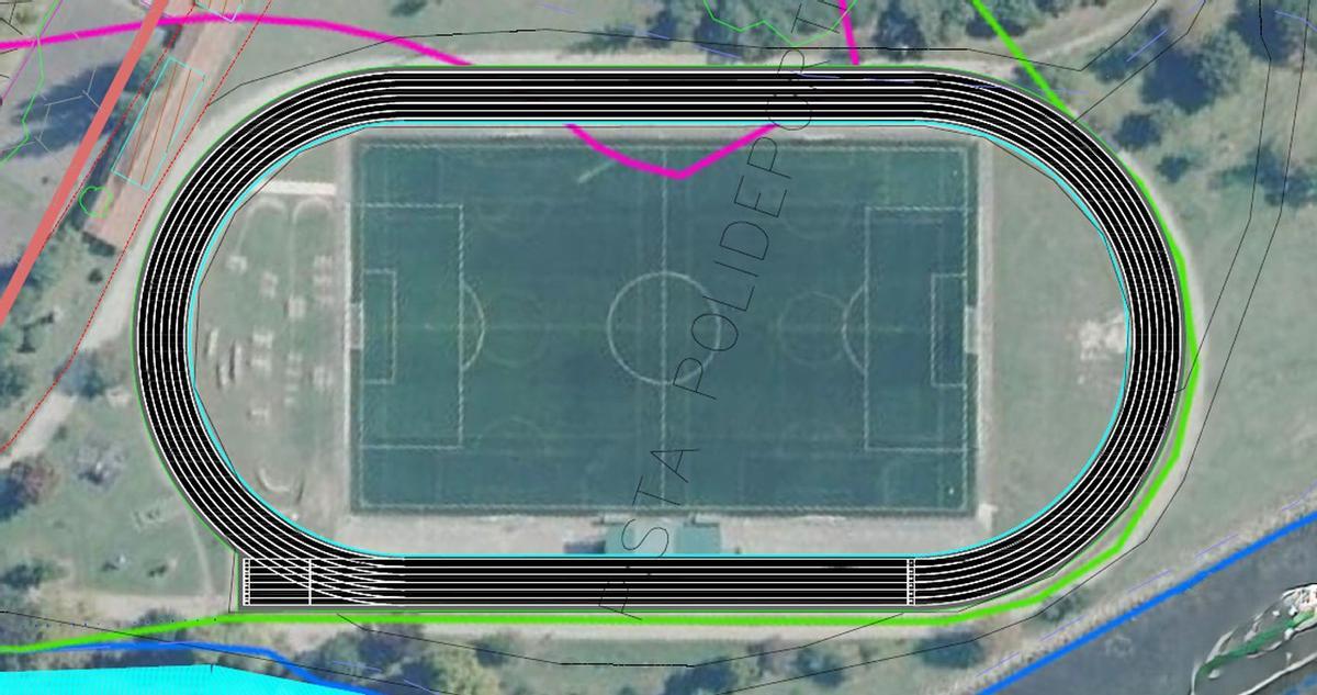Recreación de la futura pista alrededor del campo de A Reiboa.