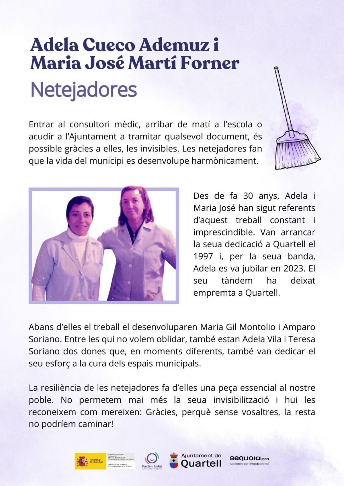 Reconocimiento a dos limpiadoras.