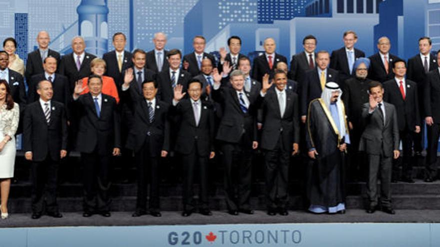 Los líderes de los países del G20 posan para la foto de familia