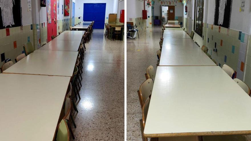 El PSOE de Benidorm denuncia que niños del Vasco Núñez de Balboa comen en pasillos y aulas tras desprenderse el techo del comedor