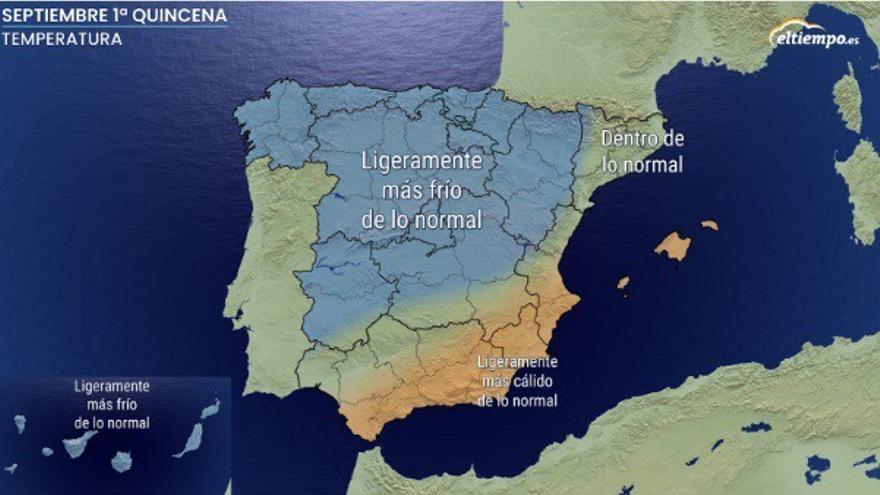 La primera quincena de septiembre será más húmeda y fresca en gran parte de la Península y Canarias, según Eltiempo.Es.