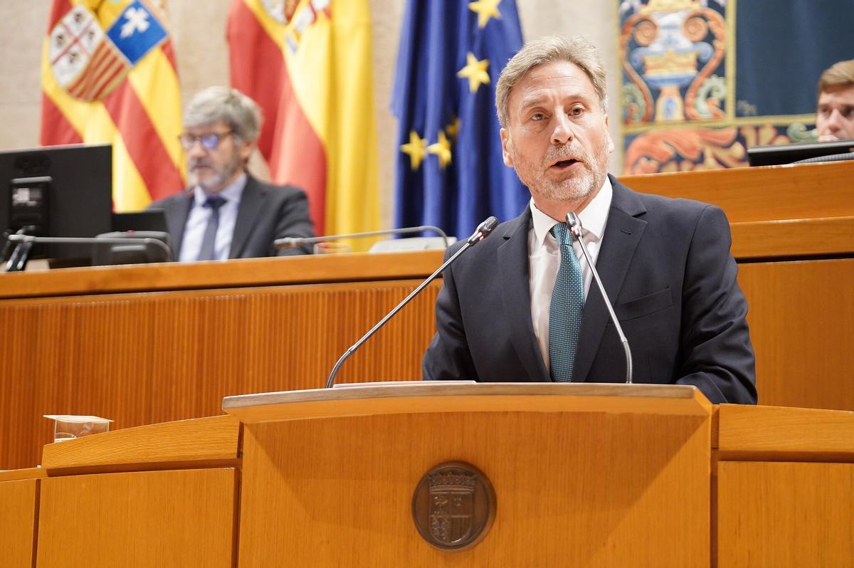 El portavoz de Chunta Aragonesista, José Luis Soro, en las Cortes de Aragón.