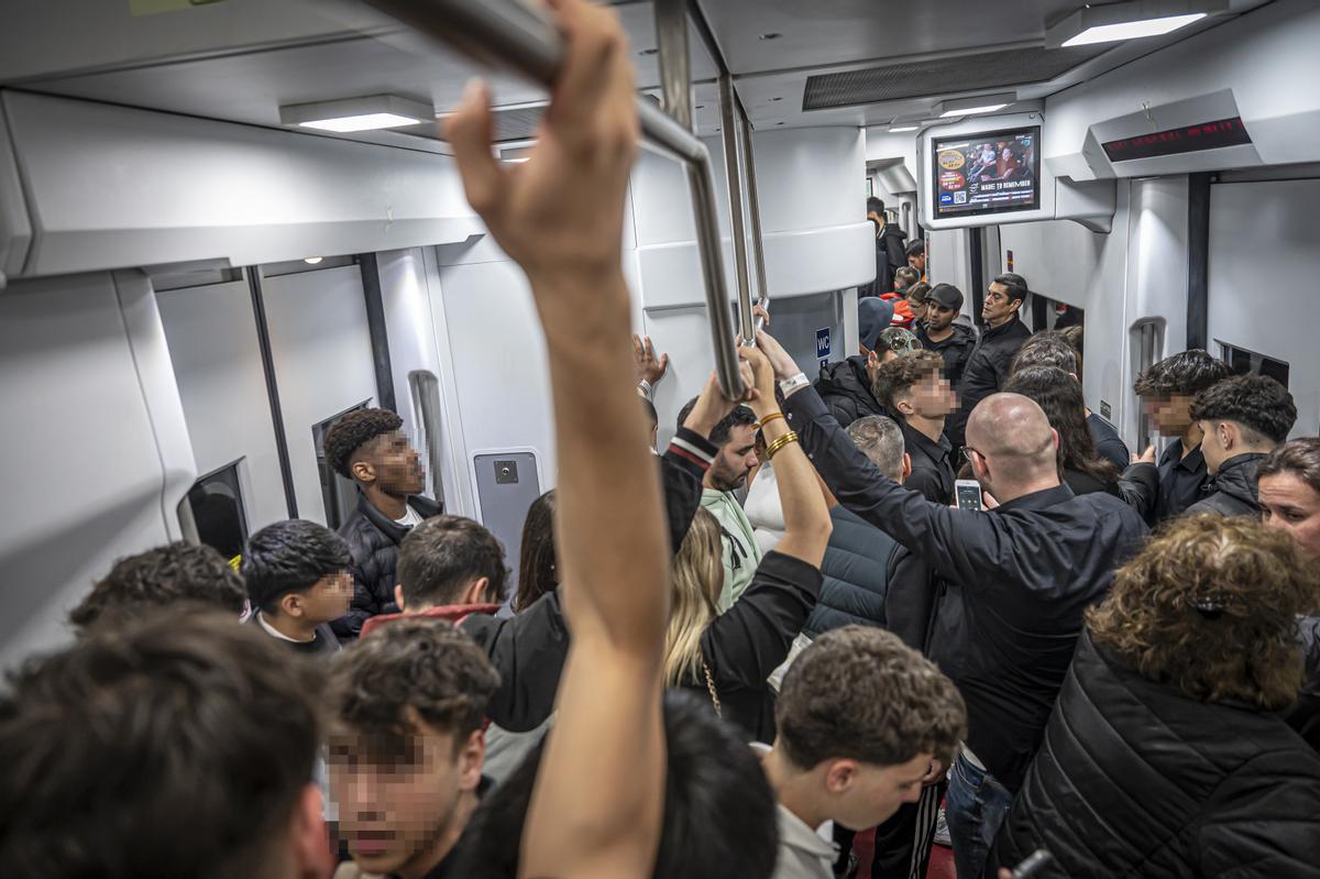 En el tren del botellón a Mataró