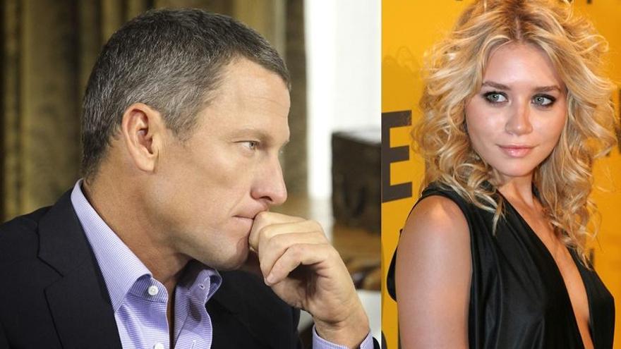 El exciclista Lance Armstrong y la actriz Ashley Olsen.