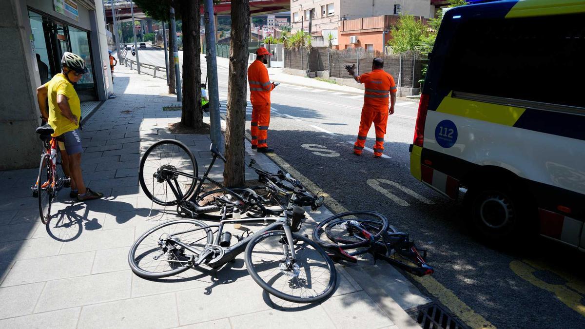 Estat en què van quedar les bicicletes envestides pel conductor