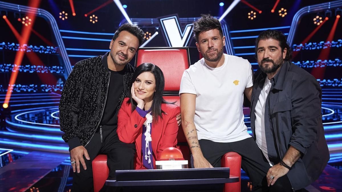 Laura Pausini, Antonio Orozco, Pablo López y Luis Fonsi en 'La Voz'