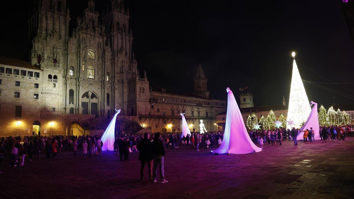 Acendido das luces de Nadal o ano pasado en Compostela.