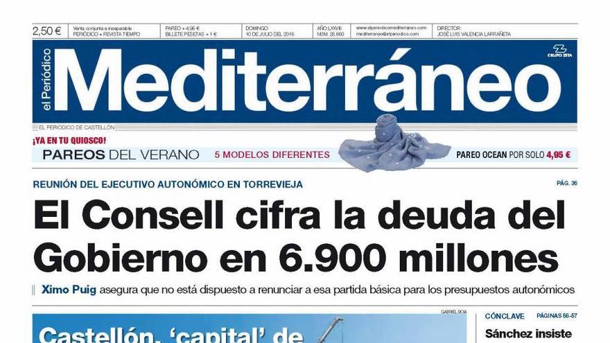 El Consell cifra la deuda del Gobierno en 6.900 millones, hoy en Mediterráneo