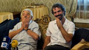 José Mújica y Álvaro Brechner, durante la presentación de la película ’La noche de 12 años’, en la Mostra de Venecia.  