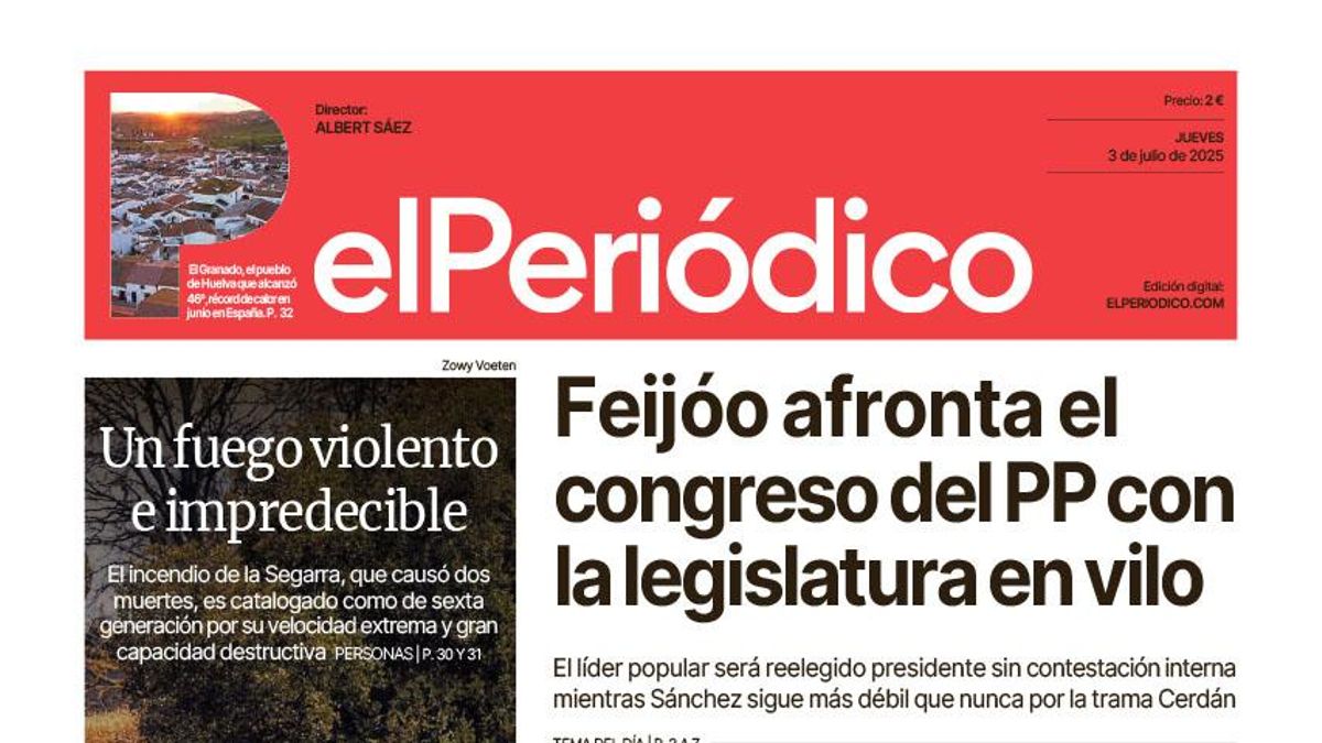 La portada de EL PERIÓDICO del 3 de julio de 2025