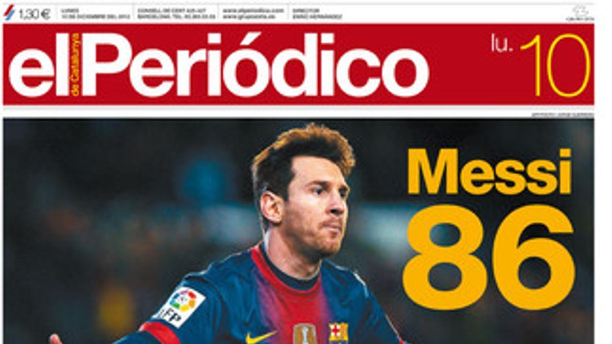 La portada de EL PERIÓDICO (10-12-2012).