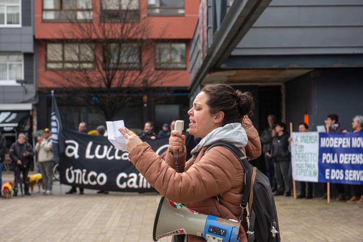 Manifestación en As Conchiñas, en A Coruña, por el derecho a la vivienda