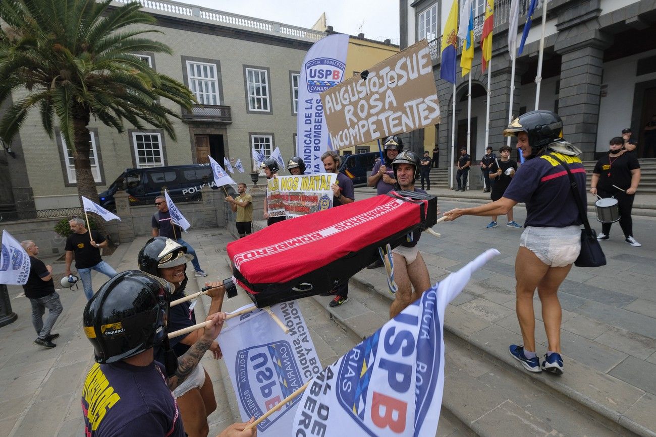 Manifestación bomberos de Las Palmas de Gran Canaria