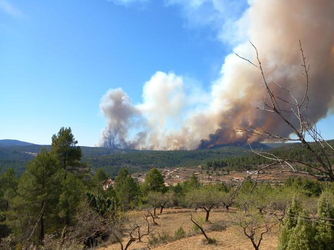 Las imágenes del incendio forestal que afecta a Teruel y Castellón