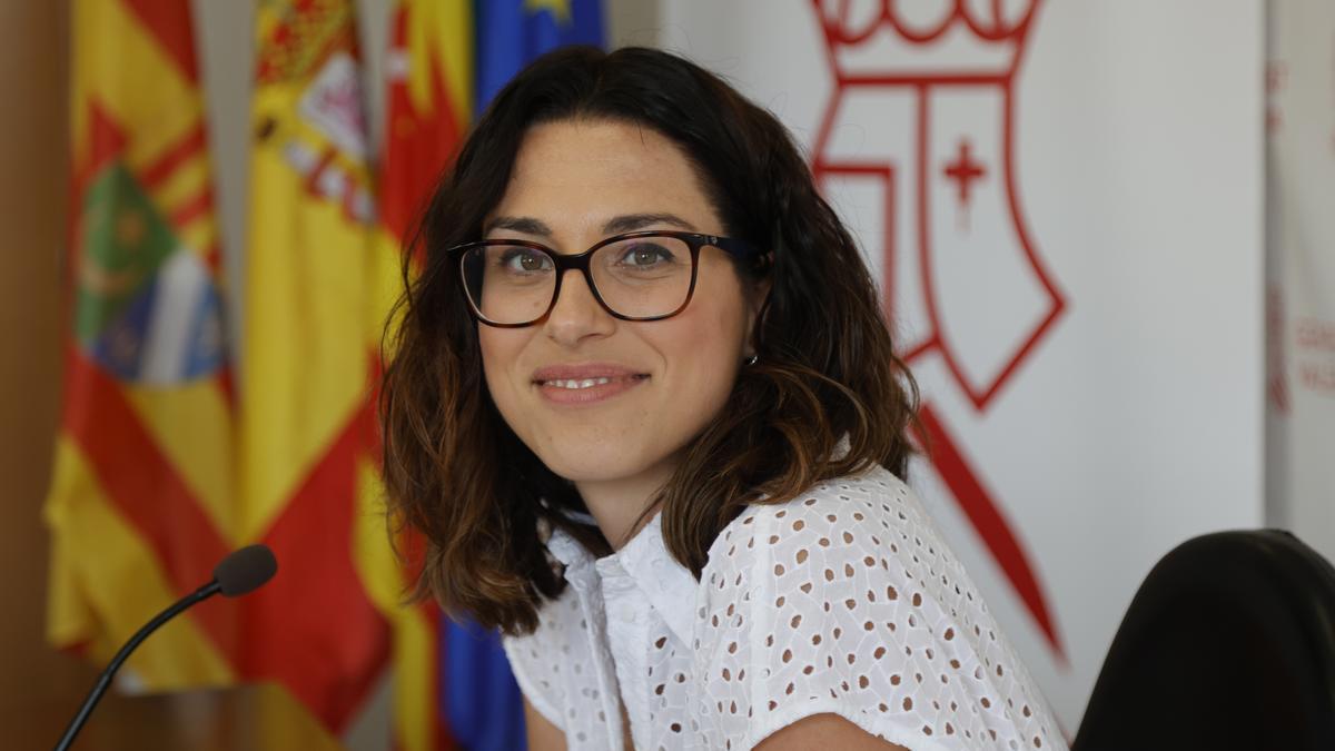 Aitana Mas hoy durante la rueda de prensa posterior al pleno del Consell.