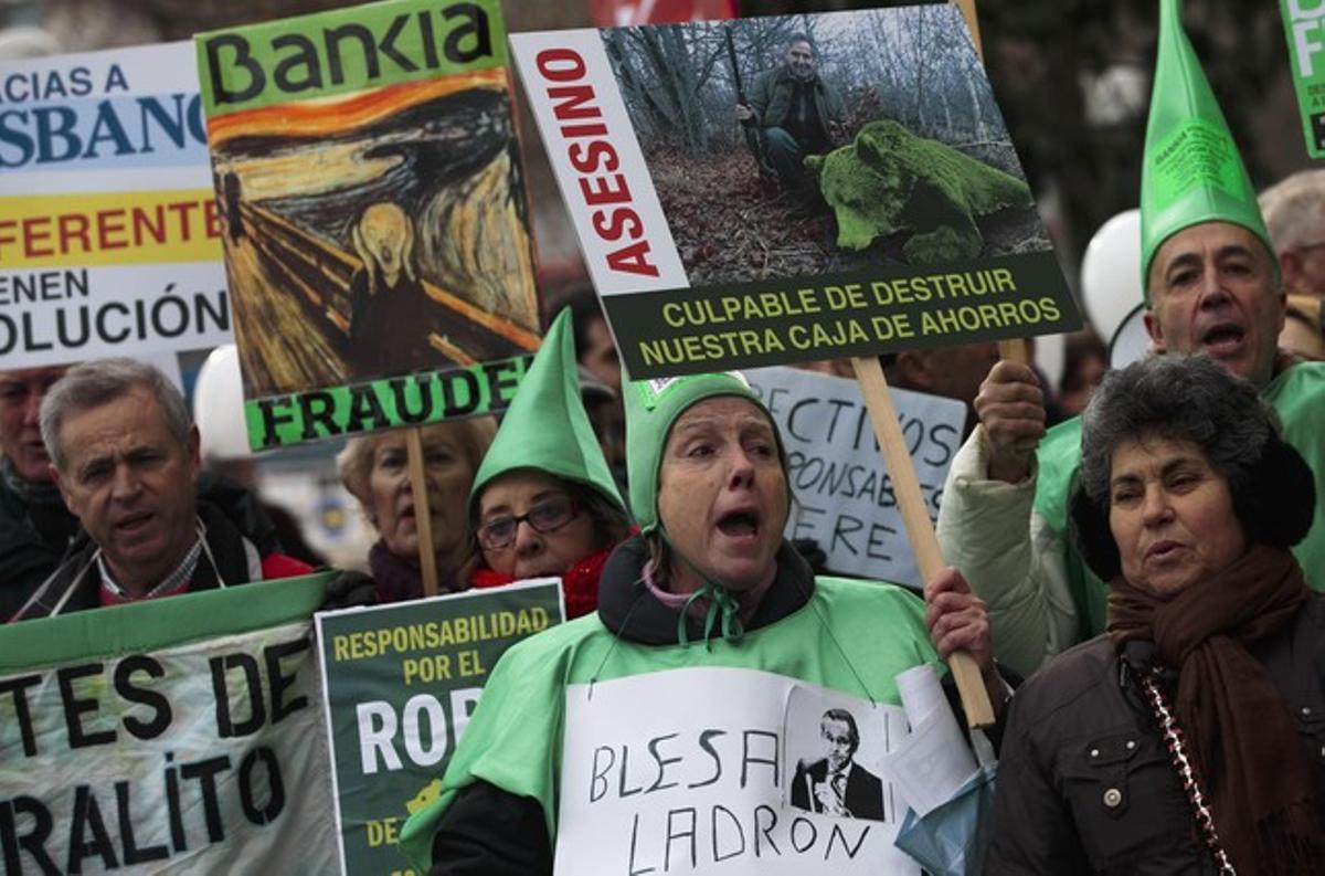 Afectats per les preferents protesten a Madrid.