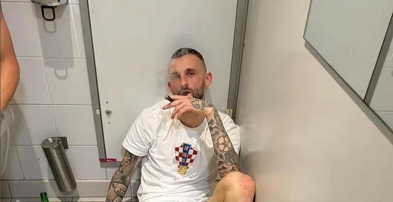 Marcelo Brozovic, durante una celebración de un triunfo con Croacia.