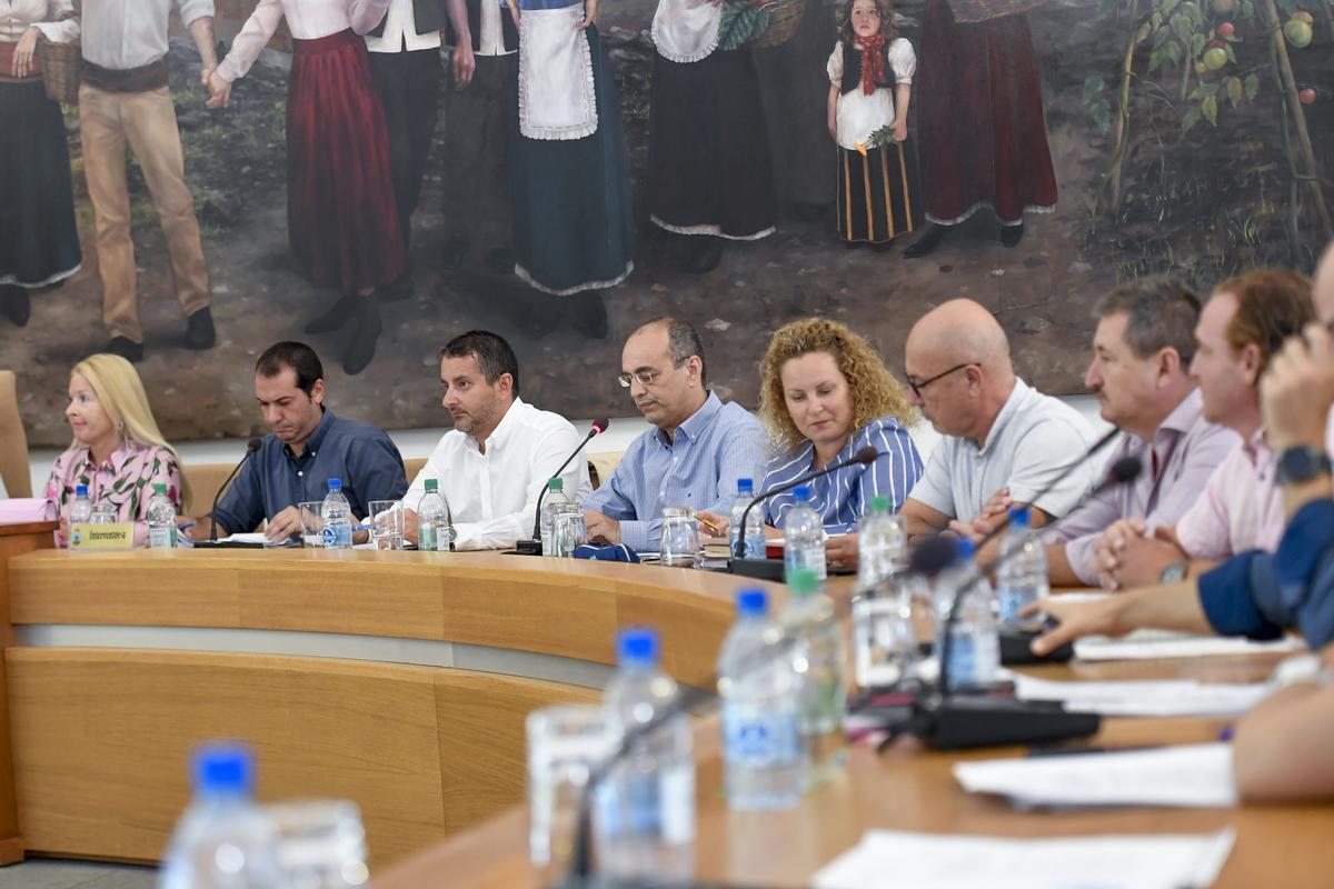 A la izquierda, Marcos Rufo y Sergio Vega durante un Pleno de Santa Lucía de Tirajana