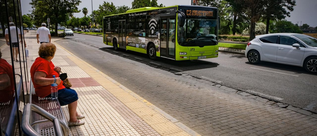 Uno de los autobuses de Tubasa durante su recorrido por la avenida de Elvas