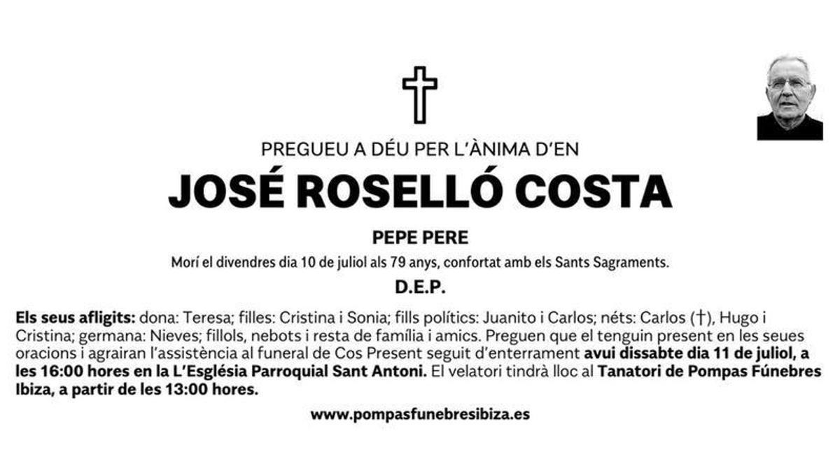 Esquela José Roselló Costa