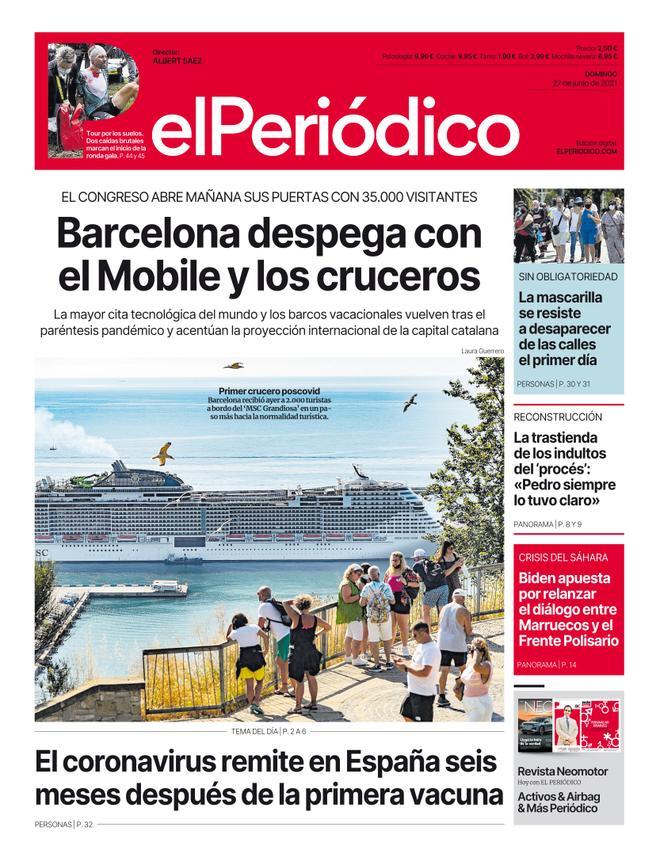La portada d’EL PERIÓDICO del 27 de juny del 2021