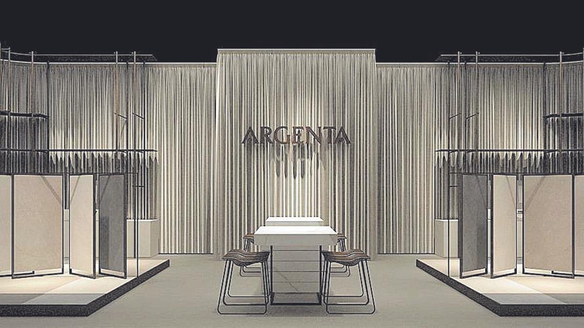 Simulación del estand de Argenta Cerámica en la feria internacional de Coverings.